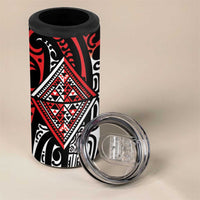 New Zealand Maori Taniko 4 in 1 Can Cooler Tumbler Red Kowhaiwhai Puhoro