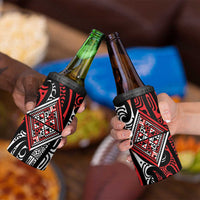 New Zealand Maori Taniko 4 in 1 Can Cooler Tumbler Red Kowhaiwhai Puhoro