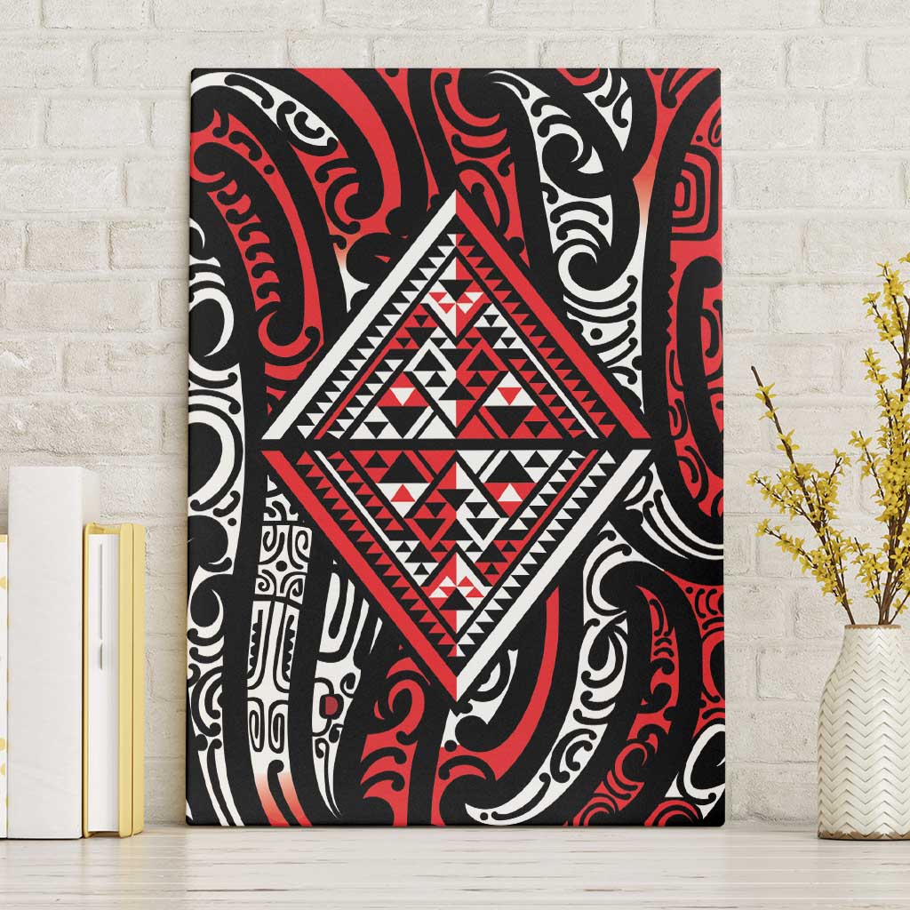 New Zealand Maori Taniko Canvas Wall Art Red Kowhaiwhai Puhoro
