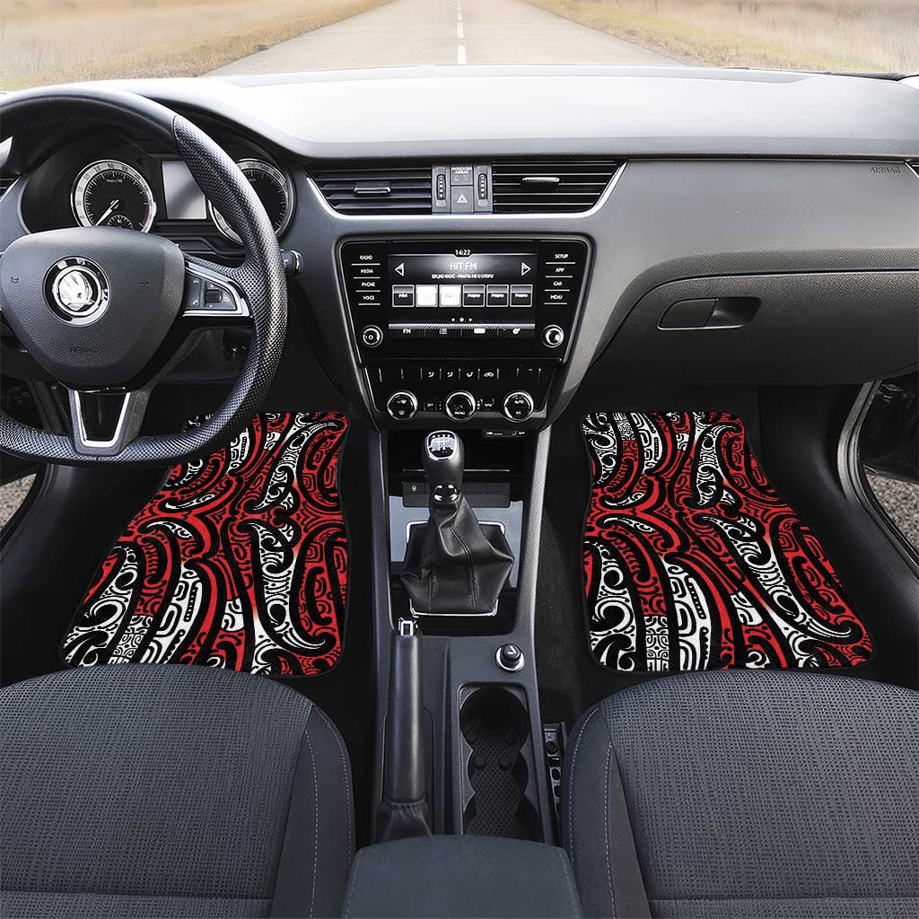 New Zealand Maori Taniko Car Mats Red Kowhaiwhai Puhoro