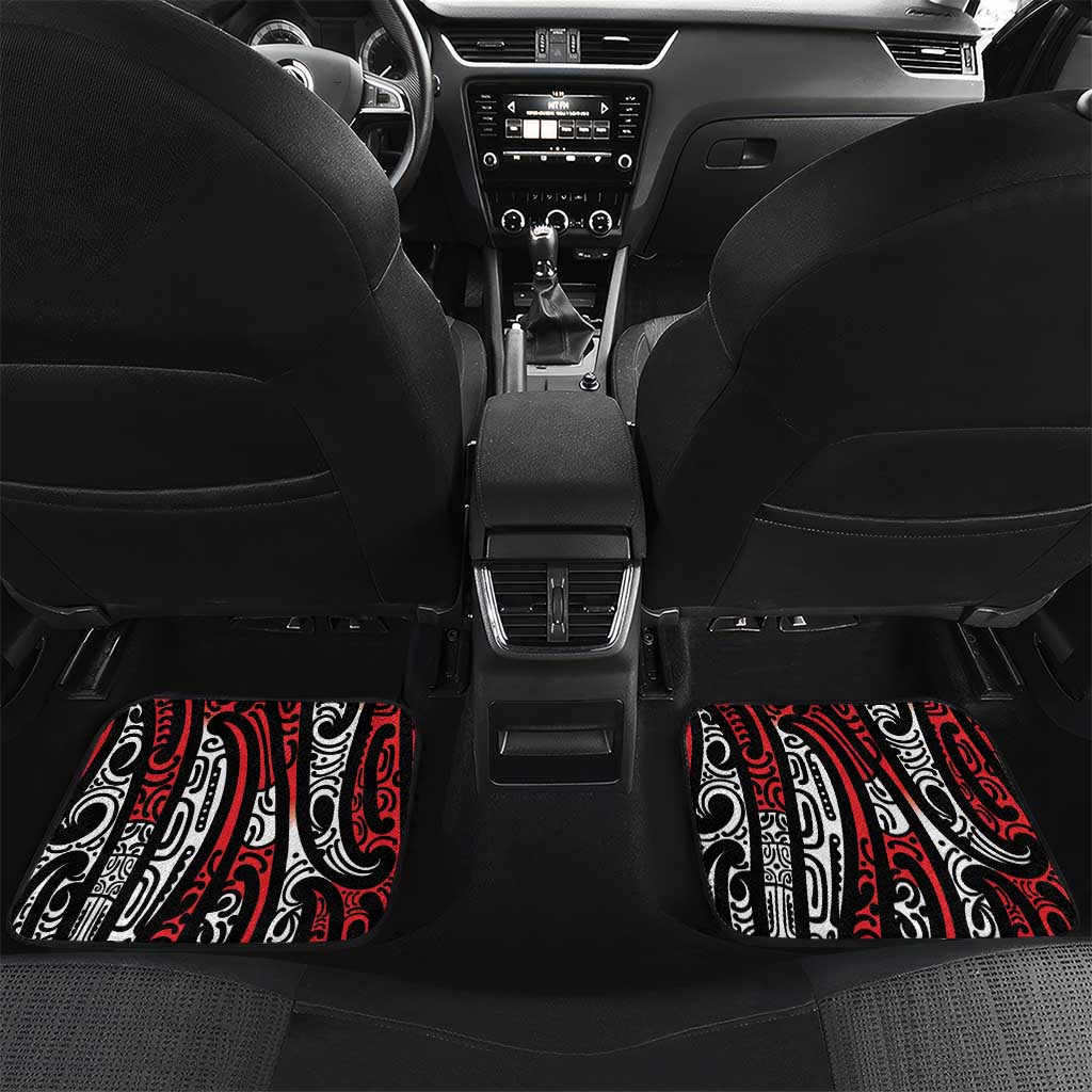 New Zealand Maori Taniko Car Mats Red Kowhaiwhai Puhoro