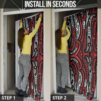 New Zealand Maori Taniko Door Cover Red Kowhaiwhai Puhoro - Polynesian Pride