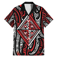 New Zealand Maori Taniko Family Matching Mermaid Dress and Hawaiian Shirt Red Kowhaiwhai Puhoro