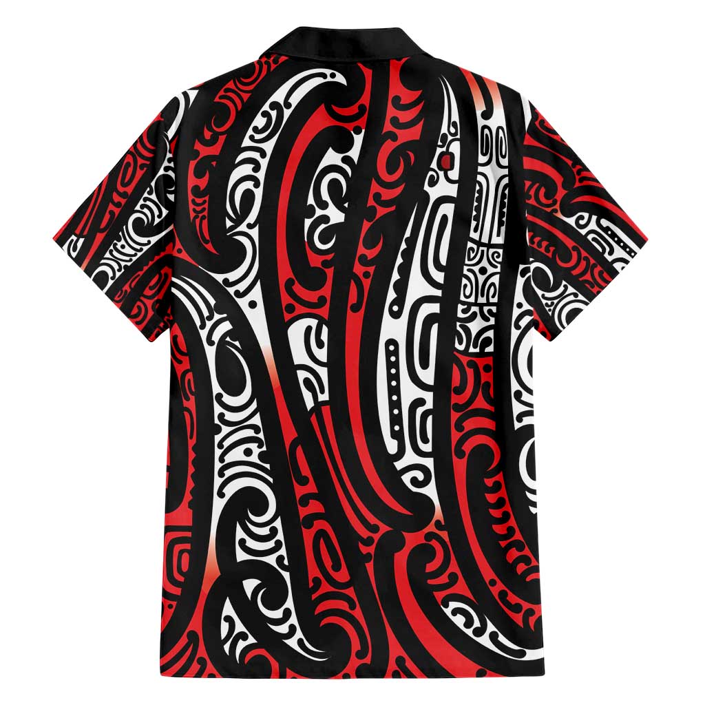 New Zealand Maori Taniko Family Matching Short Sleeve Bodycon Dress and Hawaiian Shirt Red Kowhaiwhai Puhoro
