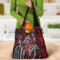 New Zealand Maori Taniko Grocery Bag Red Kowhaiwhai Puhoro