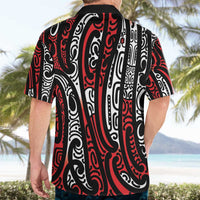 New Zealand Maori Taniko Hawaiian Shirt Red Kowhaiwhai Puhoro