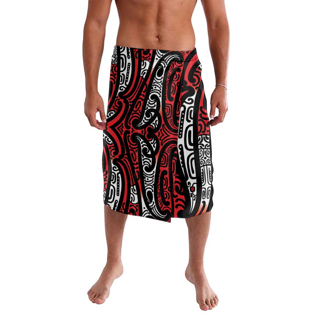 New Zealand Maori Taniko Lavalava Red Kowhaiwhai Puhoro
