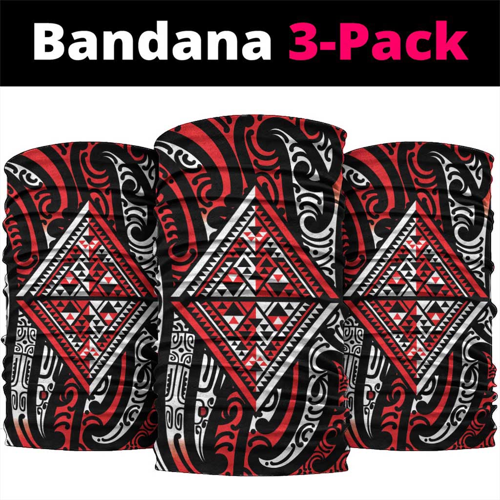 New Zealand Maori Taniko Neck Gaiter Red Kowhaiwhai Puhoro - Polynesian Pride