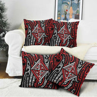 New Zealand Maori Taniko Pillow Cover Red Kowhaiwhai Puhoro - Polynesian Pride