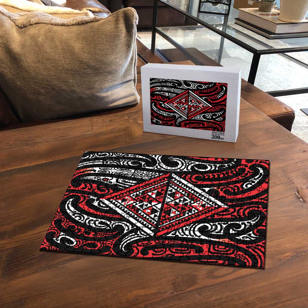 New Zealand Maori Taniko Puzzle Red Kowhaiwhai Puhoro - Polynesian Pride