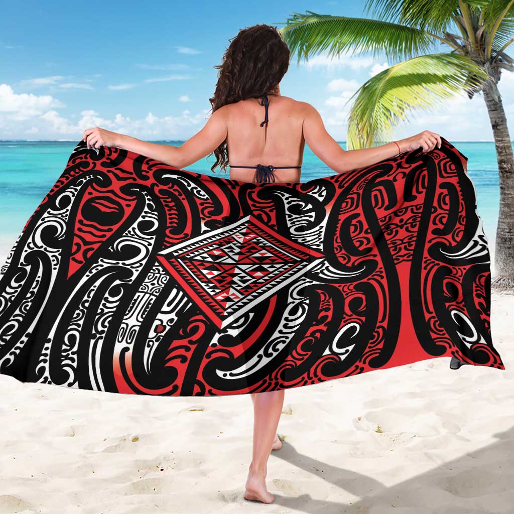 New Zealand Maori Taniko Sarong Red Kowhaiwhai Puhoro