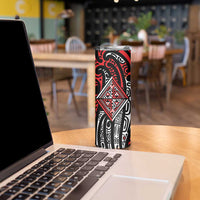 New Zealand Maori Taniko Skinny Tumbler Red Kowhaiwhai Puhoro