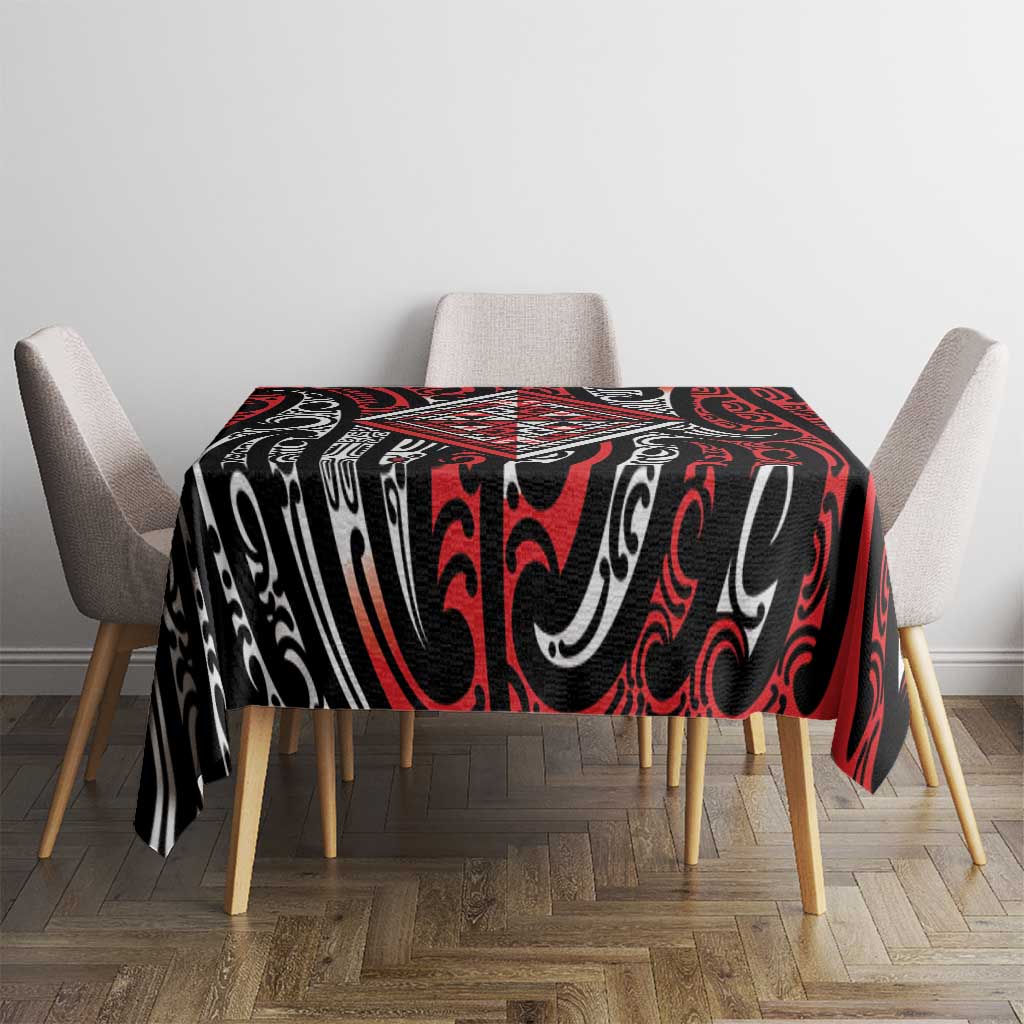 New Zealand Maori Taniko Tablecloth Red Kowhaiwhai Puhoro