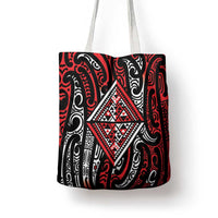 New Zealand Maori Taniko Tote Bag Red Kowhaiwhai Puhoro - Polynesian Pride