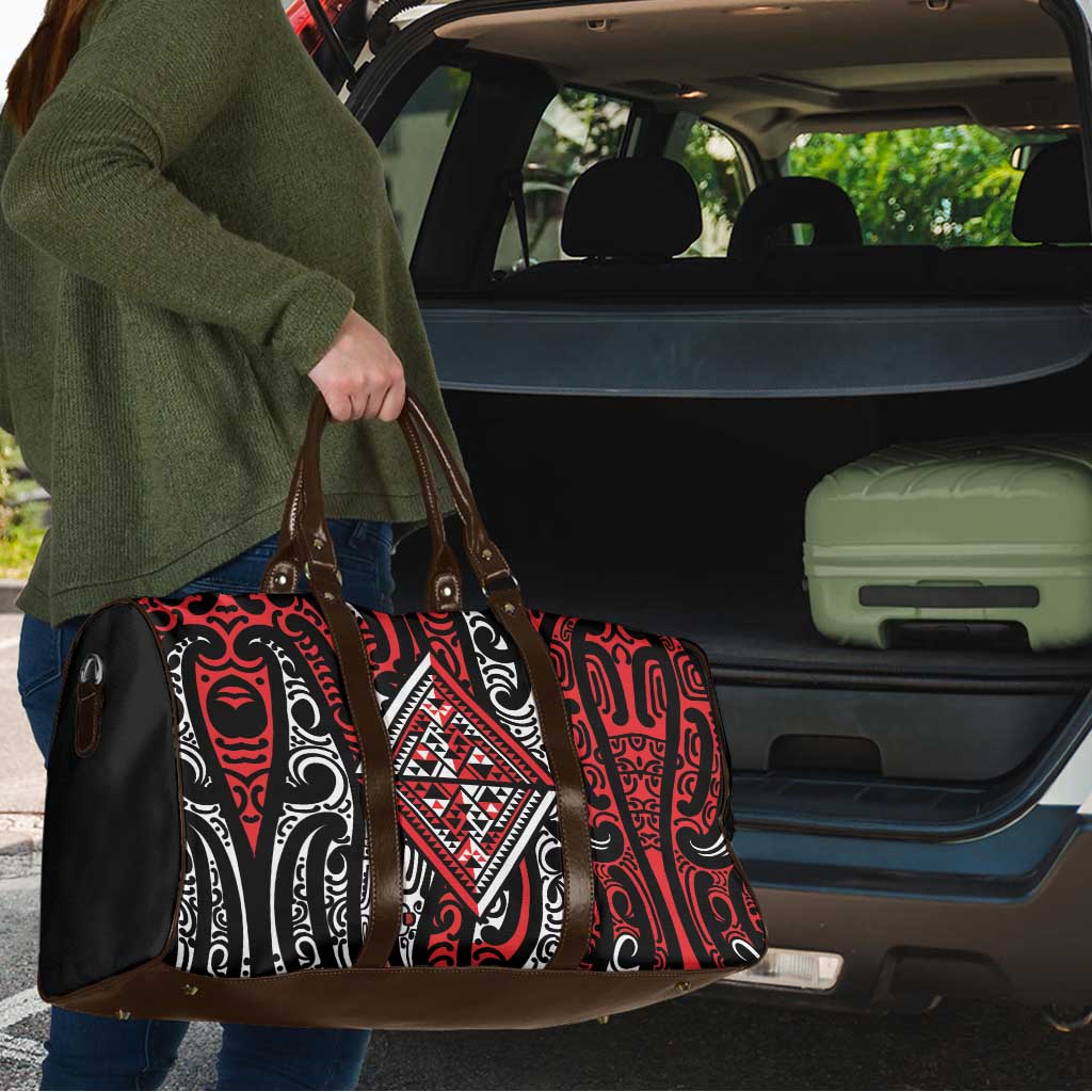 New Zealand Maori Taniko Travel Bag Red Kowhaiwhai Puhoro - Polynesian Pride
