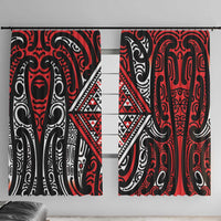 New Zealand Maori Taniko Window Curtain Red Kowhaiwhai Puhoro