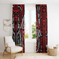 New Zealand Maori Taniko Window Curtain Red Kowhaiwhai Puhoro