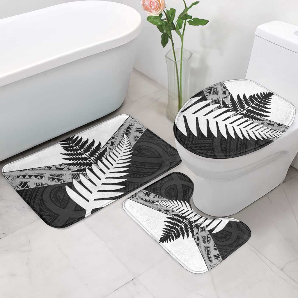 New Zealand Silver Fern Bathroom Set Maori Koru Mixed Taniko Pattern - Polynesian Pride