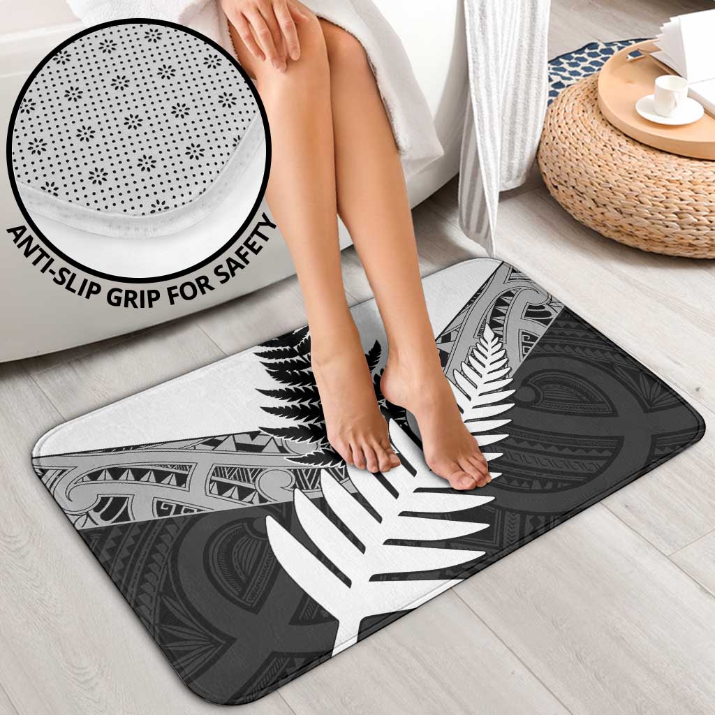 New Zealand Silver Fern Bathroom Set Maori Koru Mixed Taniko Pattern - Polynesian Pride