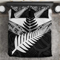 New Zealand Silver Fern Bedding Set Maori Koru Mixed Taniko Pattern