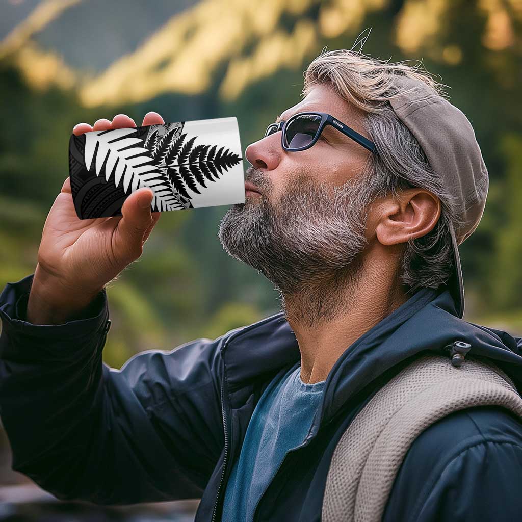 New Zealand Silver Fern 4 in 1 Can Cooler Tumbler Maori Koru Mixed Taniko Pattern