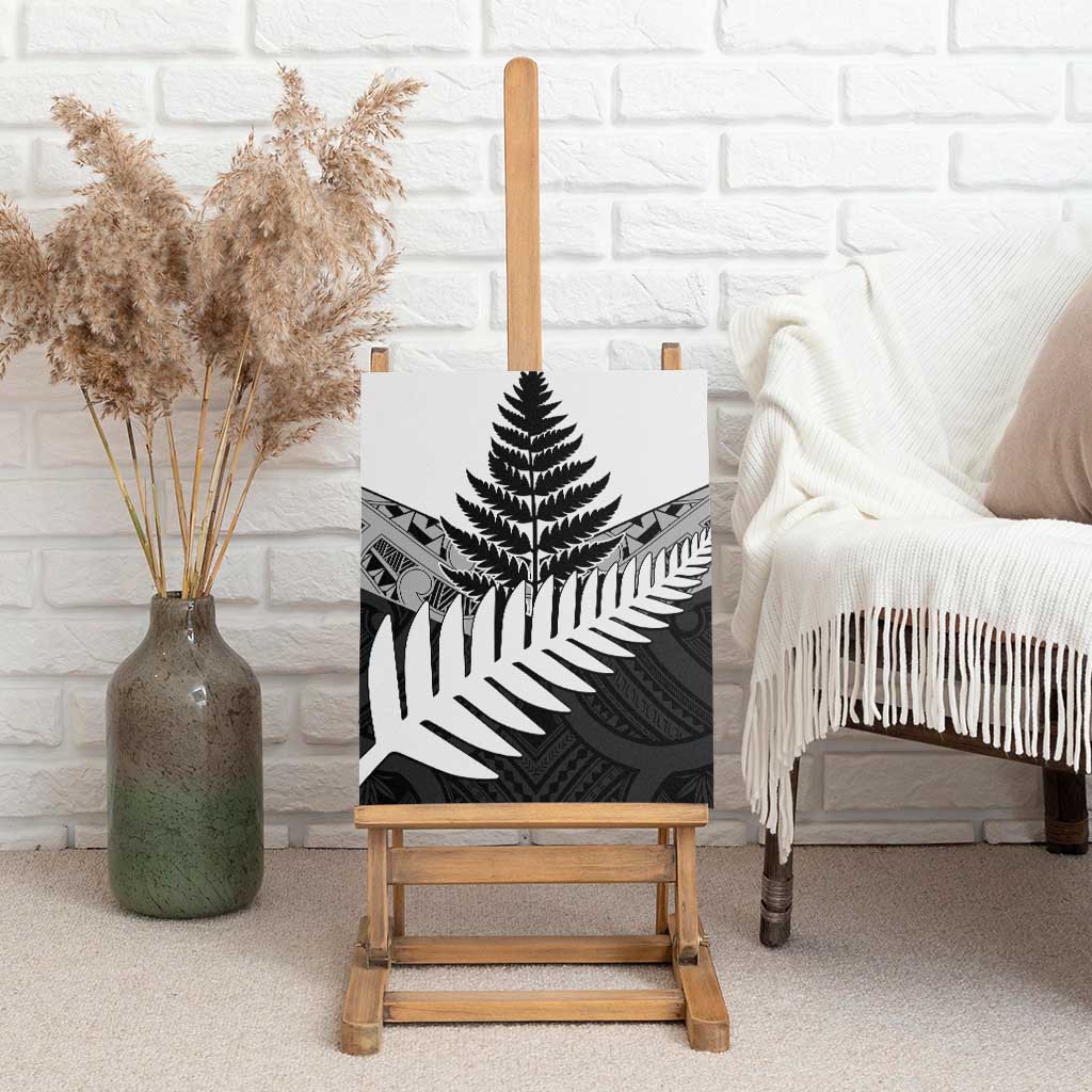 New Zealand Silver Fern Canvas Wall Art Maori Koru Mixed Taniko Pattern