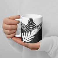 New Zealand Silver Fern Ceramic Mug Maori Koru Mixed Taniko Pattern - Polynesian Pride