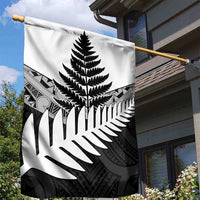New Zealand Silver Fern Garden Flag Maori Koru Mixed Taniko Pattern