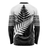 New Zealand Silver Fern Long Sleeve Shirt Maori Koru Mixed Taniko Pattern LT9 - Polynesian Pride