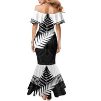 New Zealand Silver Fern Mermaid Dress Maori Koru Mixed Taniko Pattern