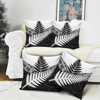 New Zealand Silver Fern Pillow Cover Maori Koru Mixed Taniko Pattern - Polynesian Pride