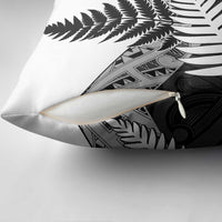 New Zealand Silver Fern Pillow Cover Maori Koru Mixed Taniko Pattern - Polynesian Pride
