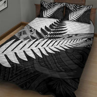 New Zealand Silver Fern Quilt Bed Set Maori Koru Mixed Taniko Pattern