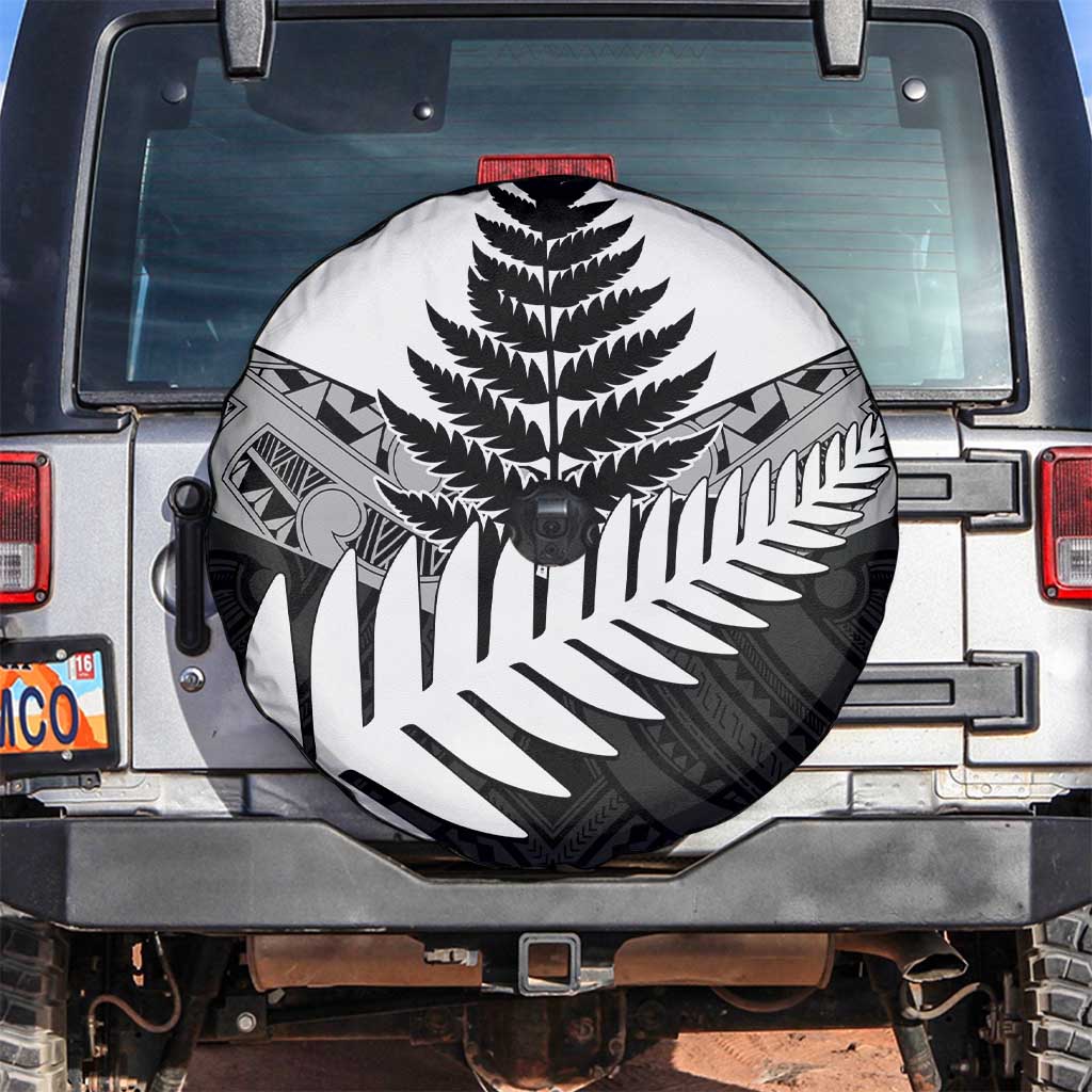 New Zealand Silver Fern Spare Tire Cover Maori Koru Mixed Taniko Pattern