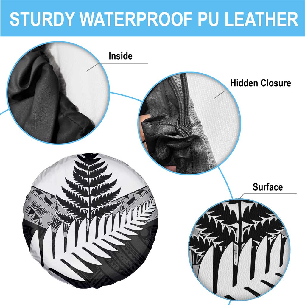 New Zealand Silver Fern Spare Tire Cover Maori Koru Mixed Taniko Pattern