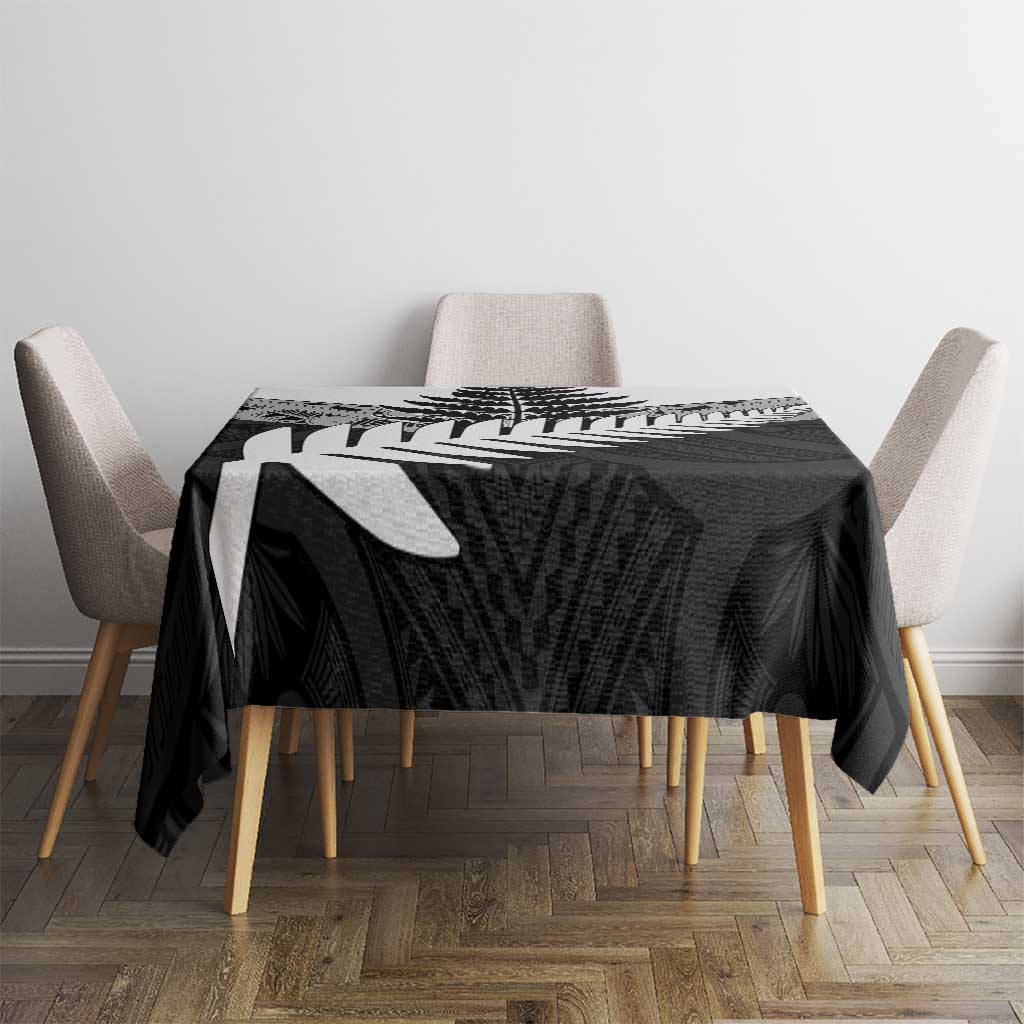 New Zealand Silver Fern Tablecloth Maori Koru Mixed Taniko Pattern