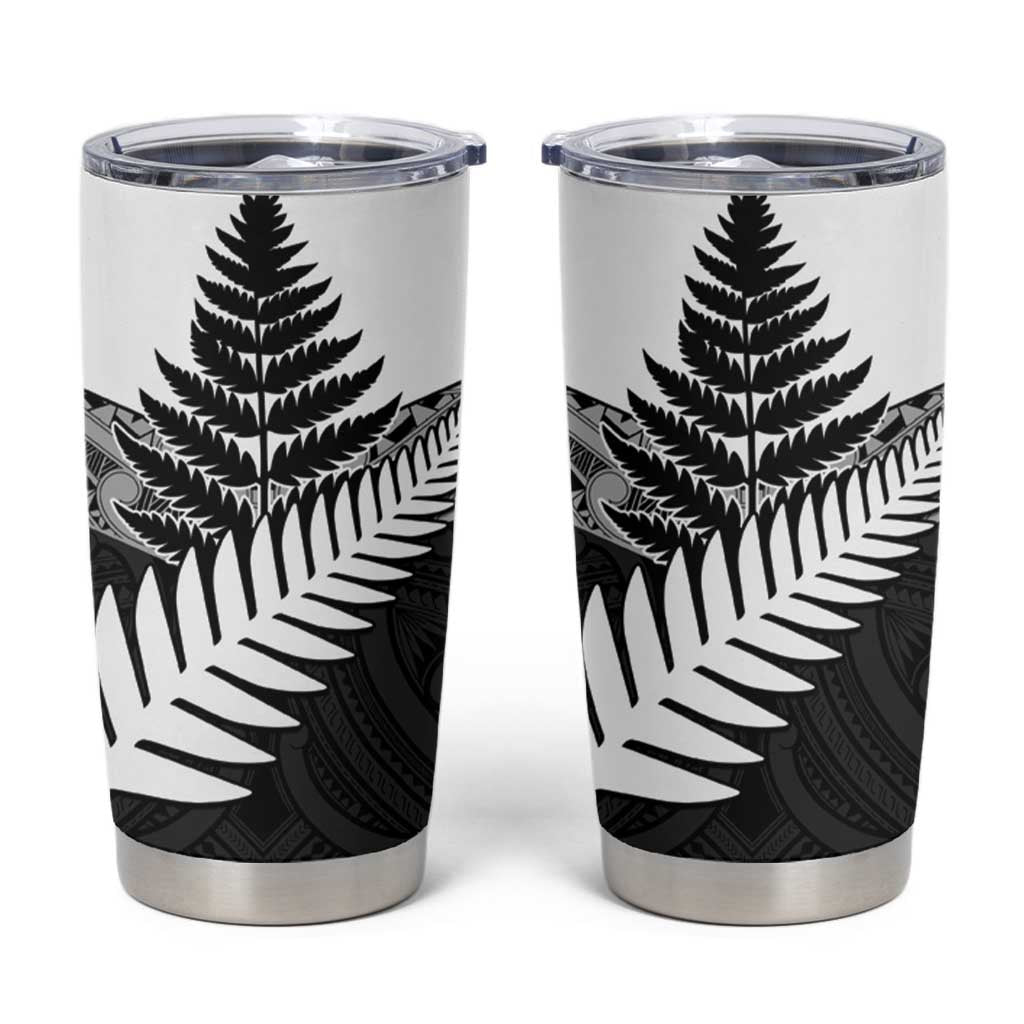New Zealand Silver Fern Tumbler Cup Maori Koru Mixed Taniko Pattern