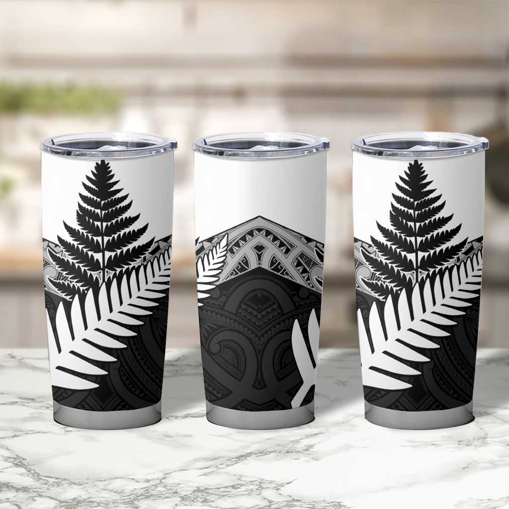 New Zealand Silver Fern Tumbler Cup Maori Koru Mixed Taniko Pattern
