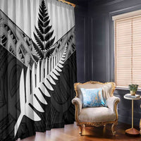 New Zealand Silver Fern Window Curtain Maori Koru Mixed Taniko Pattern
