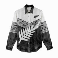 New Zealand Silver Fern Women Casual Shirt Maori Koru Mixed Taniko Pattern