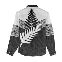 New Zealand Silver Fern Women Casual Shirt Maori Koru Mixed Taniko Pattern
