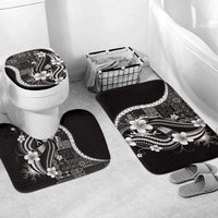 Samoa Siapo Tribal Pattern Bathroom Set Black Polynesian Plumeria Tapa Motif