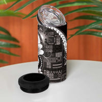 Samoa Siapo Tribal Pattern 4 in 1 Can Cooler Tumbler Black Polynesian Plumeria Tapa Motif LT9 - Polynesian Pride