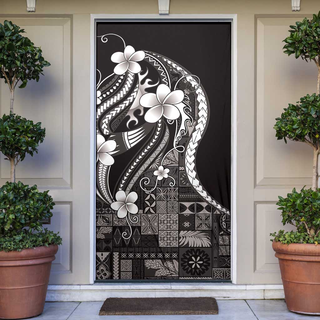Samoa Siapo Tribal Pattern Door Cover Black Polynesian Plumeria Tapa Motif LT9 Black - Polynesian Pride