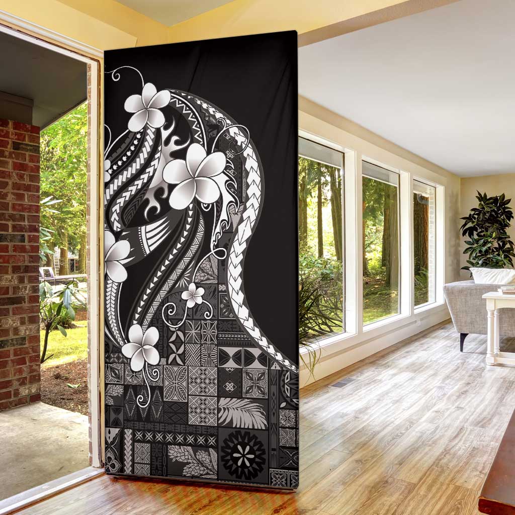 Samoa Siapo Tribal Pattern Door Cover Black Polynesian Plumeria Tapa Motif LT9 - Polynesian Pride