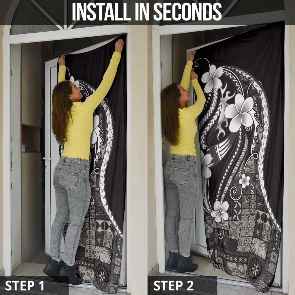 Samoa Siapo Tribal Pattern Door Cover Black Polynesian Plumeria Tapa Motif LT9 - Polynesian Pride