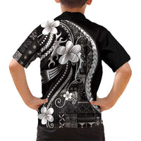 Samoa Siapo Tribal Pattern Family Matching Short Sleeve Bodycon Dress and Hawaiian Shirt Black Polynesian Plumeria Tapa Motif