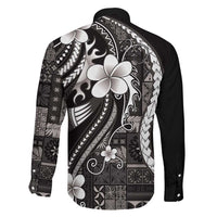 Samoa Siapo Tribal Pattern Family Matching Short Sleeve Bodycon Dress and Hawaiian Shirt Black Polynesian Plumeria Tapa Motif
