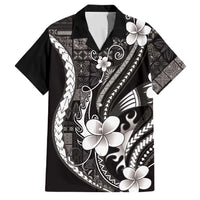 Samoa Siapo Tribal Pattern Family Matching Tank Maxi Dress and Hawaiian Shirt Black Polynesian Plumeria Tapa Motif
