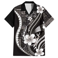Samoa Siapo Tribal Pattern Hawaiian Shirt Black Polynesian Plumeria Tapa Motif LT9 Black - Polynesian Pride